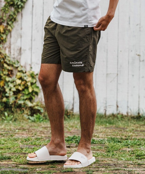1minute 1second（ワンミニットワンセカンド）の「mp13519-Cursive embroidery nylon swim shorts ナイロンショーツ（その他パンツ・メンズ・チャコール/オリーブ/ブラック・S/M/L/XL）」の12枚目の写真