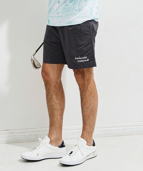 1minute 1second（ワンミニットワンセカンド）の「mp13519-Cursive embroidery nylon swim shorts ナイロンショーツ（その他パンツ・メンズ・チャコール/オリーブ/ブラック・S/M/L/XL）」の17枚目の写真