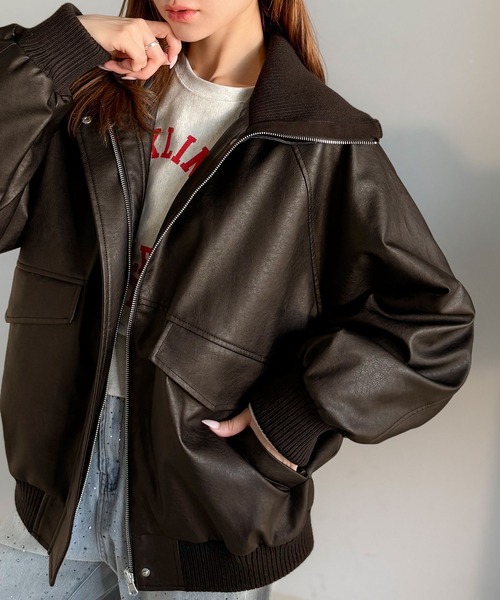 collab Ecoレザーヴィンテージブルゾン セール】《JaVa ジャバコラボ》さっと羽織って、センスをまとう