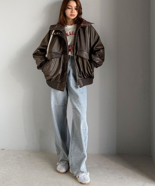 Java(ジャバ)の「《JaVa ジャバコラボ》さっと羽織って、センスをまとう。レイヤード衿比翼デザインヴィンテージ調レザージャケット(ブルゾン・レディース・ブラウン/ブラック・X-LARGE/SMALL/MEDIUM/LARGE)」の18枚目の写真