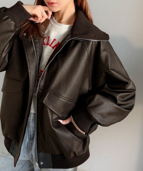 collab Ecoレザーヴィンテージブルゾン 伊原葵COELIE Ecoレザーヴィンテージブルゾン SEA ROOM LYNNが伊原葵と