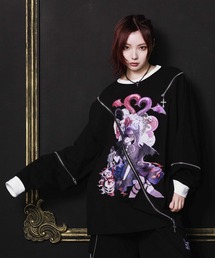 Amilige | Amilige×檀上大空コラボイラスト肩ZIPロングTシャツ「I'm a devil now!」(Tシャツ/カットソー)