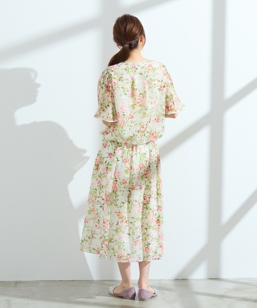 大きい✨️ローズティアラ マキシ丈 ロング スカート フレア 花柄 パッチワーク Rose Tiara（ローズティアラ）の「【手洗いOK/セットアップ可】ローズ