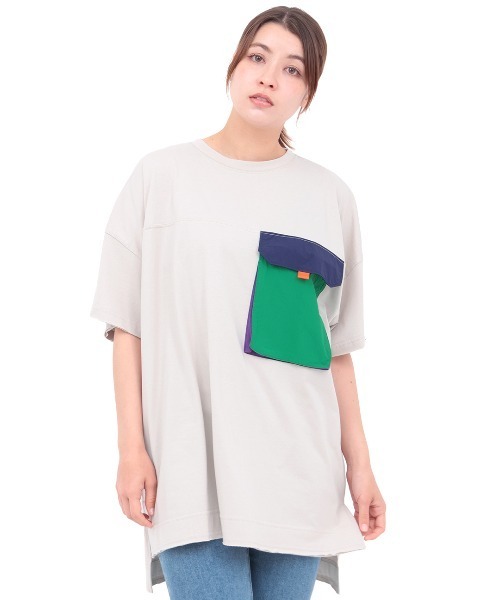 チチカカ（チチカカ）の「ナイロンビッグポケットＴシャツ（Tシャツ/カットソー・メンズ・グレー/チャコールグレー/グリーン・FREE）」の8枚目の写真
