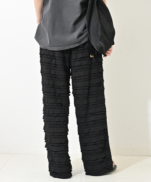 IENA✨24SS✨ニットフリルパンツ　ブラック　パンツ　ティアード　近年　38 IENA✨24SS✨ニットフリルパンツ ブラック パンツ ティアード