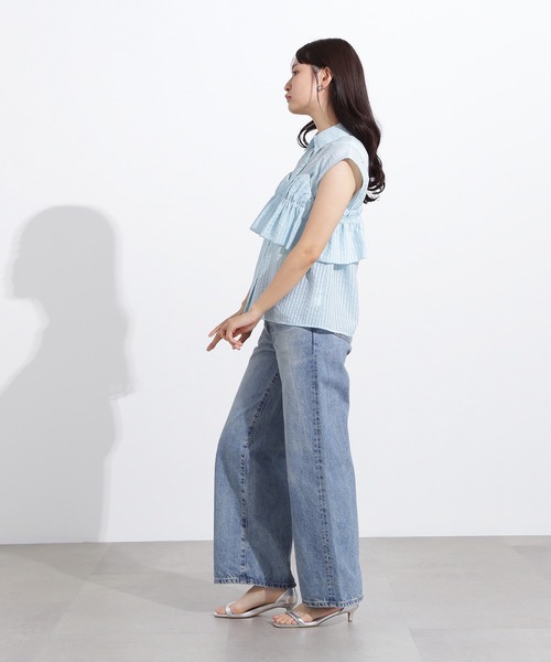 N.（N. Natural Beauty Basic）（エヌエヌナチュラルビューティーベーシック）の「ビスチェレイヤードフレンチスリーブシャツ（シャツ/ブラウス・レディース・オフホワイト/ブルー/ブラウン・MEDIUM）」の22枚目の写真