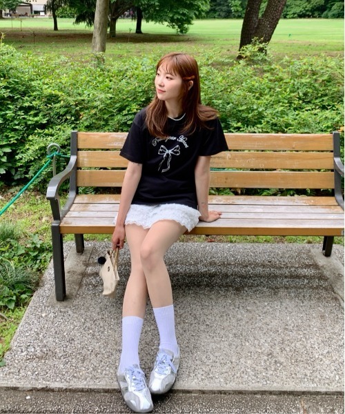 Teem Store(チームストア)の「リボンデザイン プリントTシャツ(Tシャツ/カットソー・レディース・ブラック/ホワイト・S/M)」の16枚目の写真