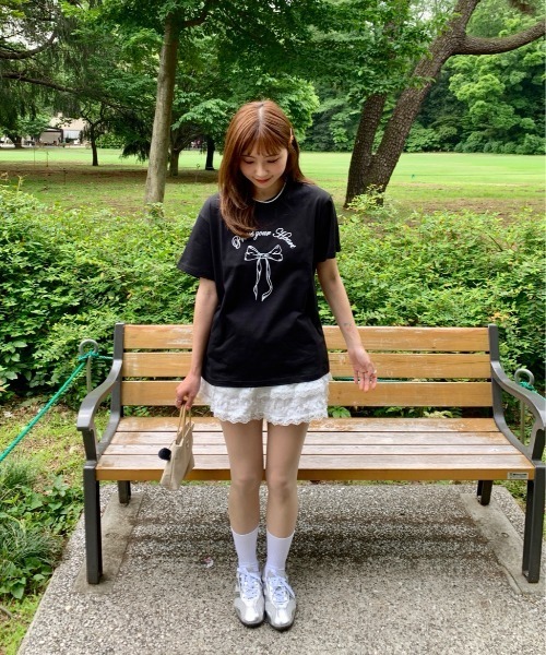 Teem Store(チームストア)の「リボンデザイン プリントTシャツ(Tシャツ/カットソー・レディース・ブラック/ホワイト・S/M)」の17枚目の写真