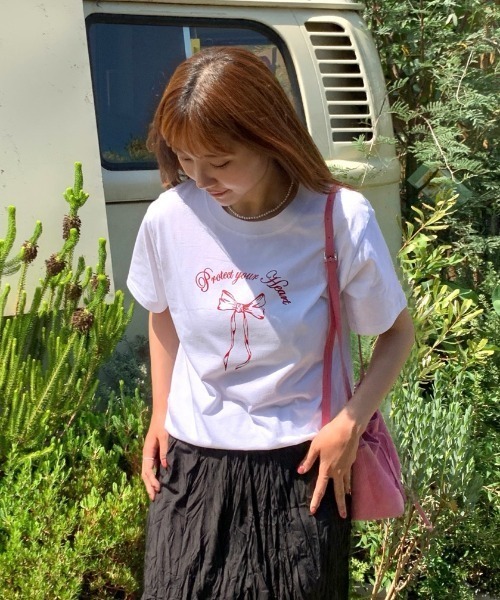 Teem Store(チームストア)の「リボンデザイン プリントTシャツ(Tシャツ/カットソー・レディース・ブラック/ホワイト・S/M)」の22枚目の写真