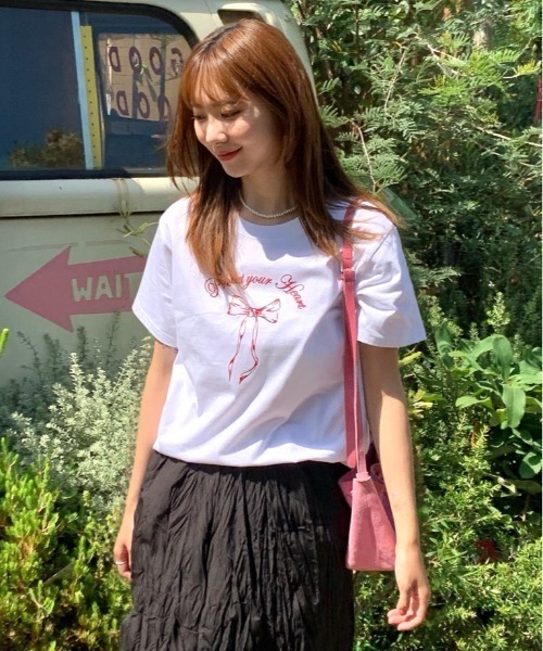 Teem Store(チームストア)の「リボンデザイン プリントTシャツ(Tシャツ/カットソー・レディース・ブラック/ホワイト・S/M)」の21枚目の写真
