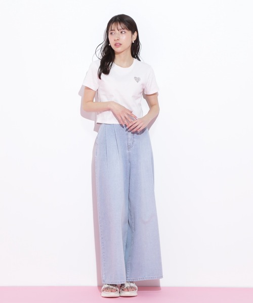 ◇クロップドハート刺繍Tシャツ（Tシャツ/カットソー）｜JILL by