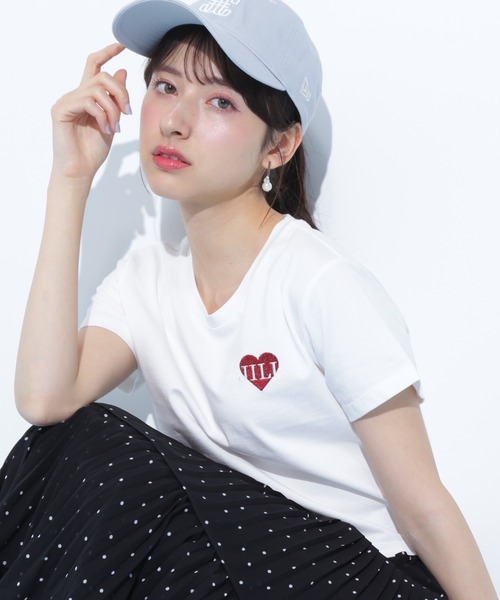 ◇クロップドハート刺繍Tシャツ（Tシャツ/カットソー）｜JILL by