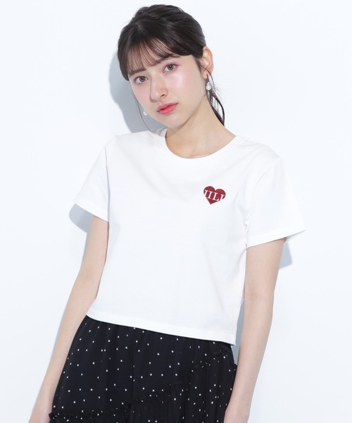 ◇クロップドハート刺繍Tシャツ（Tシャツ/カットソー）｜JILL by