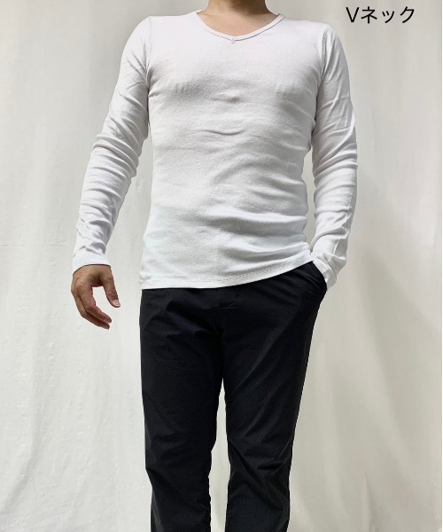 B'day(ビーデイ)の「フライス 長袖 クルーネック&Vネック(Tシャツ/カットソー・メンズ・グレー系その他/ホワイト/ホワイト系その他・MEDIUM/LARGE)」の1枚目の写真