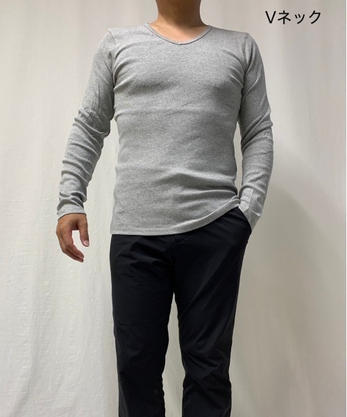 B'day(ビーデイ)の「フライス 長袖 クルーネック&Vネック(Tシャツ/カットソー・メンズ・グレー系その他/ホワイト/ホワイト系その他・MEDIUM/LARGE)」の3枚目の写真