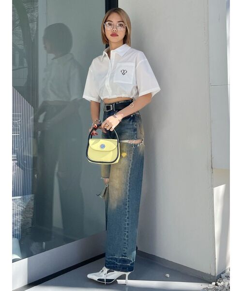 EVRIS（エヴリス）の「ワンポイントショートシャツ（シャツ/ブラウス・レディース・ホワイト/ブルー・FREE）」の9枚目の写真