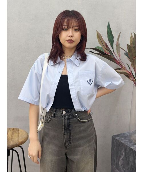 EVRIS（エヴリス）の「ワンポイントショートシャツ（シャツ/ブラウス・レディース・ホワイト/ブルー・FREE）」の12枚目の写真