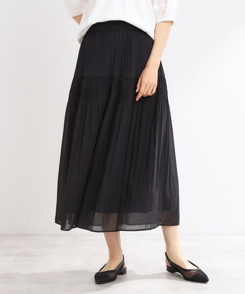 SALE／R‐QUALITY】アシメトリープリーツスカート（ミモレ