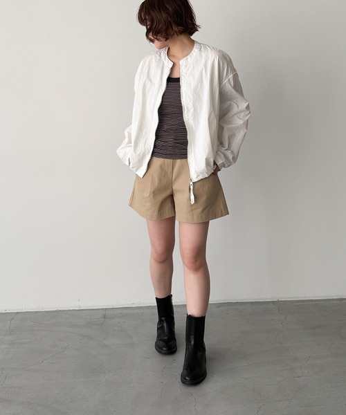 CANAL JEAN(キャナルジーン)の「El mar ノーカラーブルゾン(ノーカラージャケット・レディース・ベージュ/ホワイト・ONE SIZE)」の12枚目の写真
