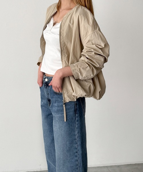 CANAL JEAN(キャナルジーン)の「El mar ノーカラーブルゾン(ノーカラージャケット・レディース・ベージュ/ホワイト・ONE SIZE)」の13枚目の写真