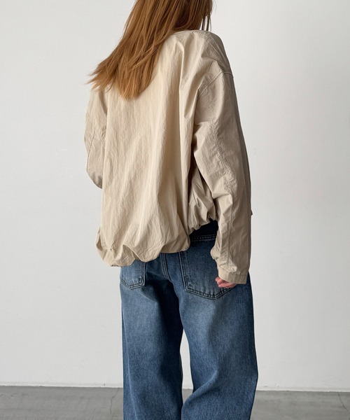 CANAL JEAN(キャナルジーン)の「El mar ノーカラーブルゾン(ノーカラージャケット・レディース・ベージュ/ホワイト・ONE SIZE)」の14枚目の写真