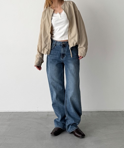 CANAL JEAN(キャナルジーン)の「El mar ノーカラーブルゾン(ノーカラージャケット・レディース・ベージュ/ホワイト・ONE SIZE)」の15枚目の写真