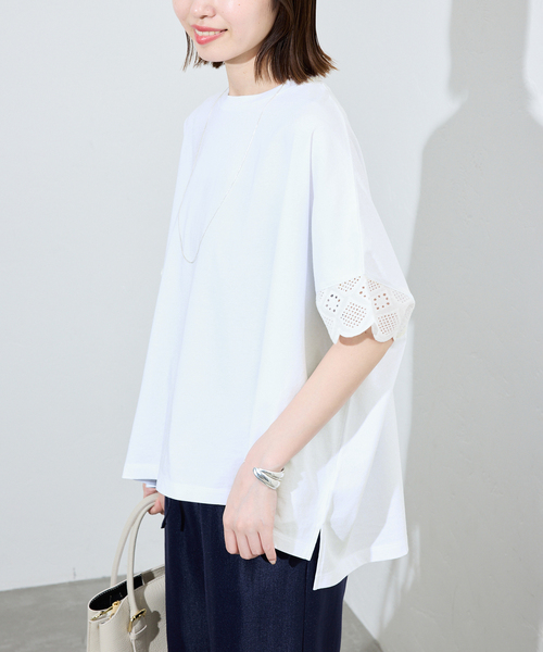 【今期新作】SLOBE IENAプルオーバー レースコンビニュアンスプルオーバー(Tシャツ/カットソー