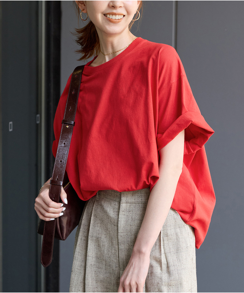 JOURNAL STANDARD（ジャーナルスタンダード）の「《追加2》タックスウェットTシャツ（Tシャツ/カットソー・レディース・ブラック系その他/ホワイト/ブラウン系その他/Red・FREE）」の4枚目の写真