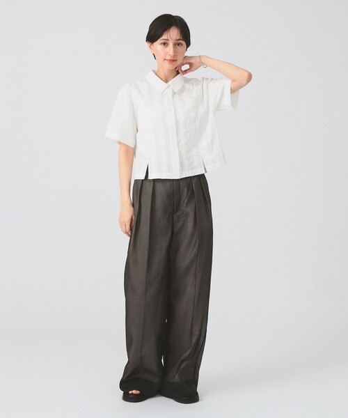 Ray BEAMS（レイビームス）の「レーステープ ライン シャツ（シャツ/ブラウス・レディース・ホワイト/ブラック・ONE SIZE）」の4枚目の写真