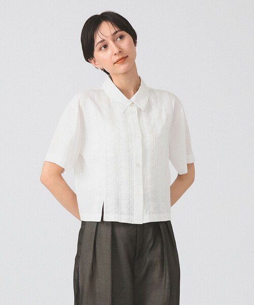 Ray BEAMS（レイビームス）の「レーステープ ライン シャツ（シャツ/ブラウス・レディース・ホワイト/ブラック・ONE SIZE）」の6枚目の写真