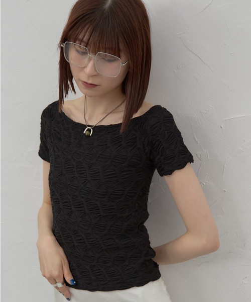 leimn(レイムン)の「ボートネックジャガードトップス(Tシャツ/カットソー・レディース・ブラック/ホワイト・FREE)」の13枚目の写真