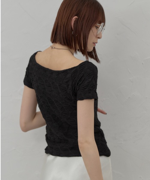 leimn(レイムン)の「ボートネックジャガードトップス(Tシャツ/カットソー・レディース・ブラック/ホワイト・FREE)」の15枚目の写真