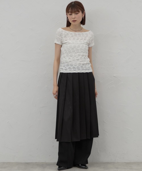 leimn(レイムン)の「ボートネックジャガードトップス(Tシャツ/カットソー・レディース・ブラック/ホワイト・FREE)」の9枚目の写真