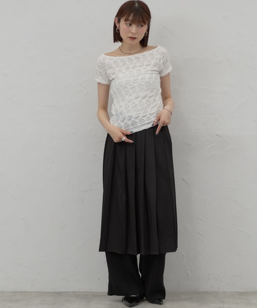 leimn(レイムン)の「ボートネックジャガードトップス(Tシャツ/カットソー・レディース・ブラック/ホワイト・FREE)」の10枚目の写真