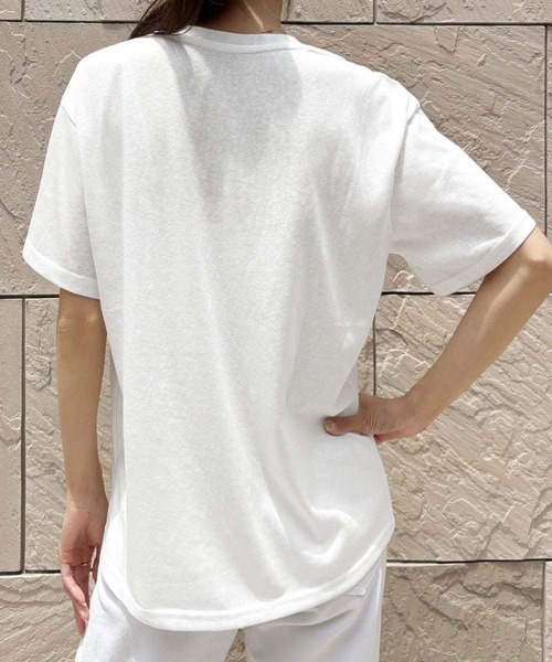 LOWO（ロワ）の「綿混フロントプリントTシャツ カットソー（Tシャツ/カットソー・レディース・ブルー/ホワイト/ネイビー・FREE）」の8枚目の写真