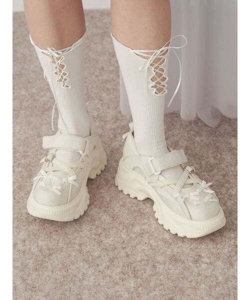 merry jenny（メリージェニー）の「ribbonジャガードスニーカー（スニーカー・レディース・ブルー/オフホワイト/ブラック・MEDIUM/LARGE）」の8枚目の写真