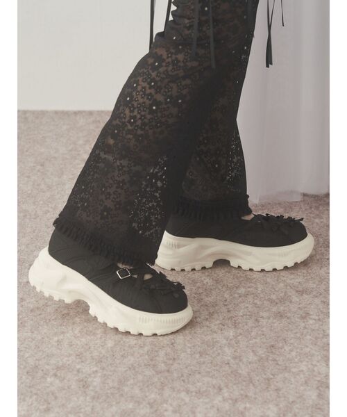 merry jenny（メリージェニー）の「ribbonジャガードスニーカー（スニーカー・レディース・ブルー/オフホワイト/ブラック・MEDIUM/LARGE）」の12枚目の写真