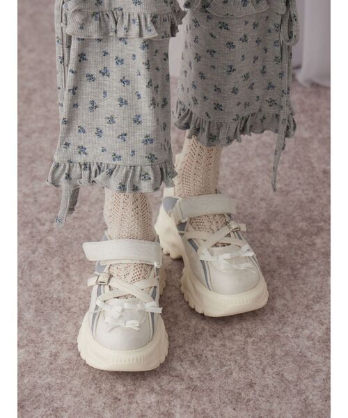 merry jenny（メリージェニー）の「ribbonジャガードスニーカー（スニーカー・レディース・ブルー/オフホワイト/ブラック・MEDIUM/LARGE）」の15枚目の写真