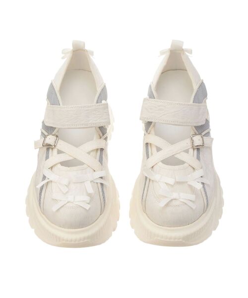 merry jenny（メリージェニー）の「ribbonジャガードスニーカー（スニーカー・レディース・ブルー/オフホワイト/ブラック・MEDIUM/LARGE）」の4枚目の写真