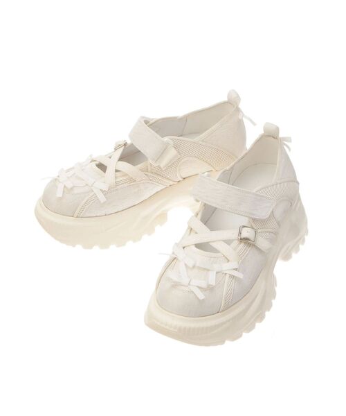 merry jenny（メリージェニー）の「ribbonジャガードスニーカー（スニーカー・レディース・ブルー/オフホワイト/ブラック・MEDIUM/LARGE）」の2枚目の写真