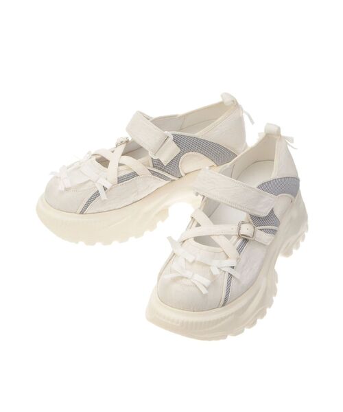 merry jenny（メリージェニー）の「ribbonジャガードスニーカー（スニーカー・レディース・ブルー/オフホワイト/ブラック・MEDIUM/LARGE）」の3枚目の写真