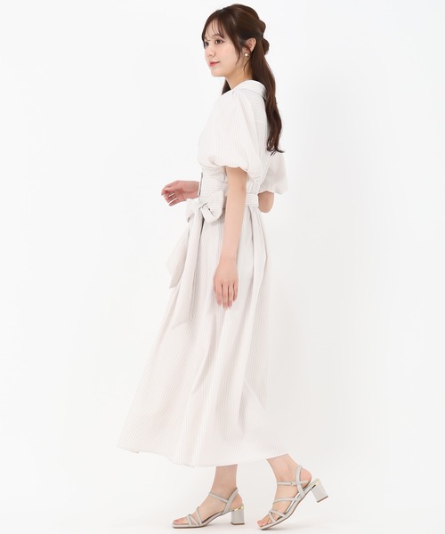 31 Sons de mode（トランテアン　ソン　ドゥ　モード）の「2wayパフスリーブシャツワンピース（ワンピース・レディース・ライトブルー/ブラウン/ベージュ・S/M）」の4枚目の写真