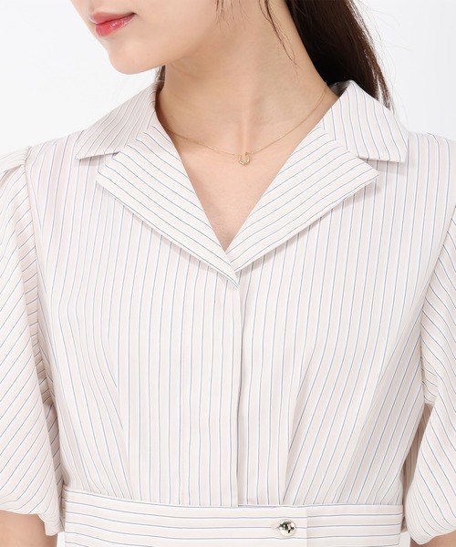 31 Sons de mode（トランテアン　ソン　ドゥ　モード）の「2wayパフスリーブシャツワンピース（ワンピース・レディース・ライトブルー/ブラウン/ベージュ・S/M）」の6枚目の写真