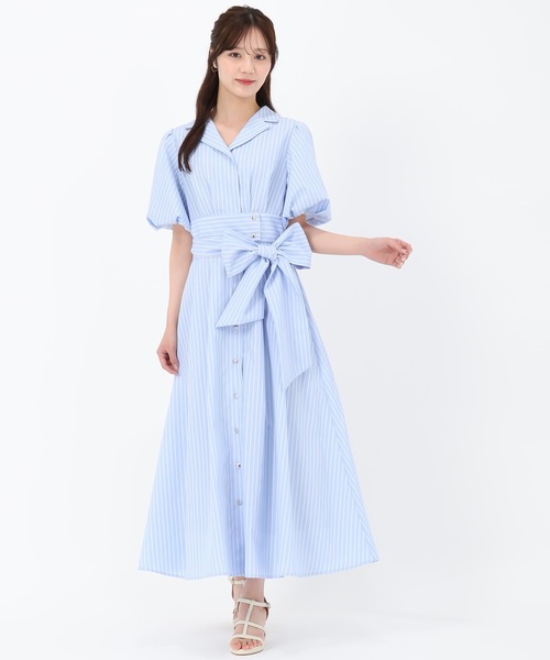 31 Sons de mode（トランテアン　ソン　ドゥ　モード）の「2wayパフスリーブシャツワンピース（ワンピース・レディース・ライトブルー/ブラウン/ベージュ・S/M）」の16枚目の写真