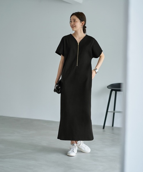 ■美品■STYLE DELI フロント比翼仕立ワンピース　ネイビー　膝下丈 STYLE DELI（スタイルデリ）通販 - HAPPY PLUS STORE