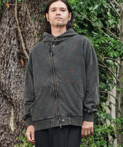 CAMBIO(カンビオ)の「mpa3848- Fleece Lining Indigo Sweat Riders Zip Parka ジップパーカー(パーカー・メンズ・ブラック/インディゴブルー・S/M/L)」の8枚目の写真