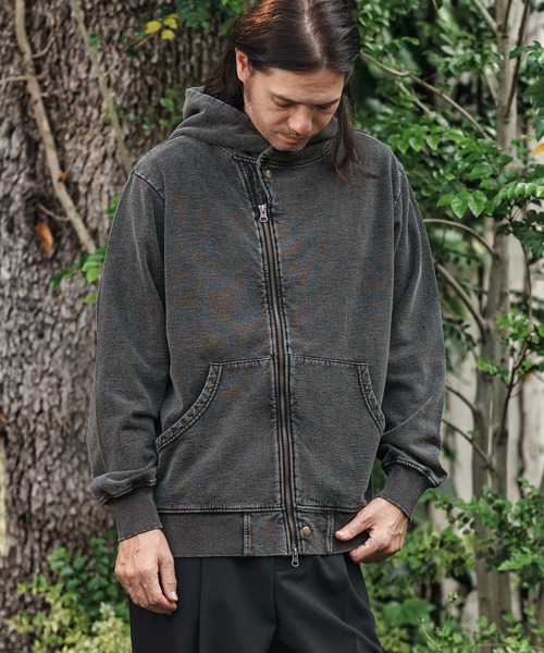CAMBIO(カンビオ)の「mpa3848- Fleece Lining Indigo Sweat Riders Zip Parka ジップパーカー(パーカー・メンズ・ブラック/インディゴブルー・S/M/L)」の10枚目の写真