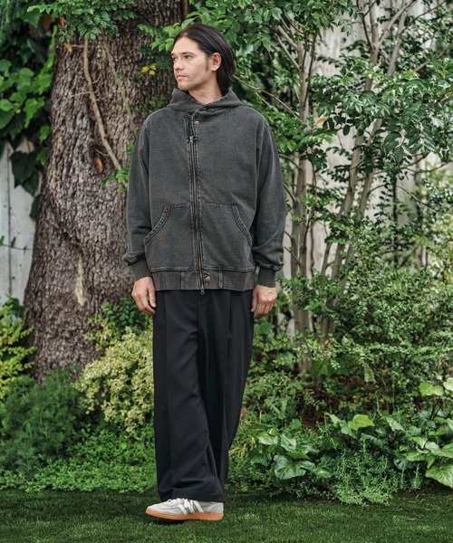 mpa3848- Fleece Lining Indigo Sweat Riders Zip Parka ジップ