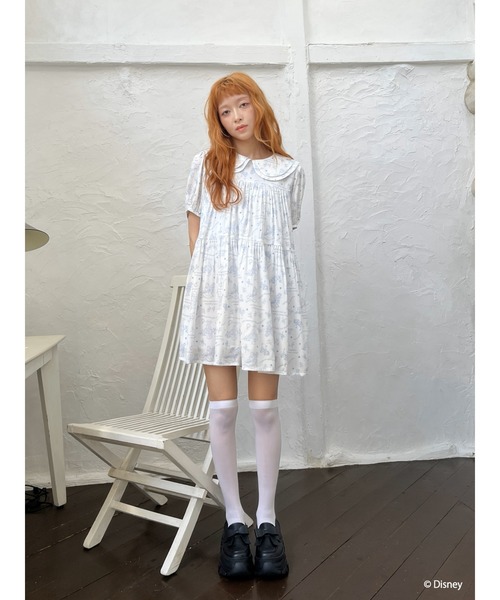 Disney(ディズニー)の「【Disney】ふしぎの国のアリス/トワル・ドゥ・ジュイSTYLEダブルカラーワンピース(ワンピース・レディース・ネイビー/ブルー・FREE)」の15枚目の写真