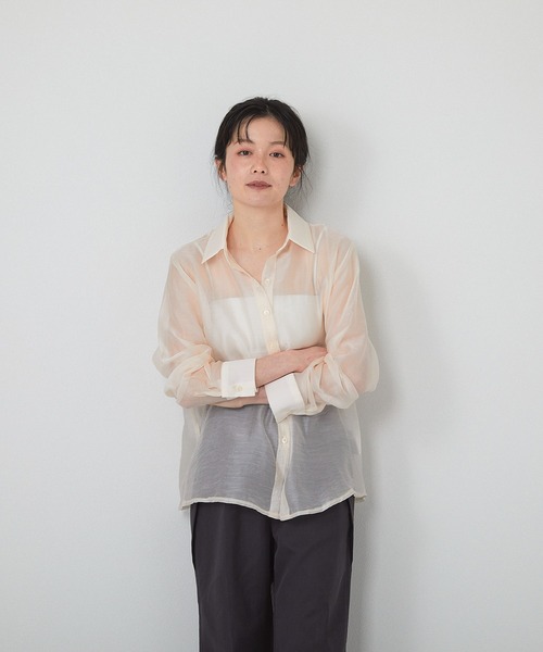 seya. セヤ　24SS シアーシャツ　クリスタセヤ　ロンハーマン Allure】[SET]シャイニースラブシアー開襟ハーフシャツ+